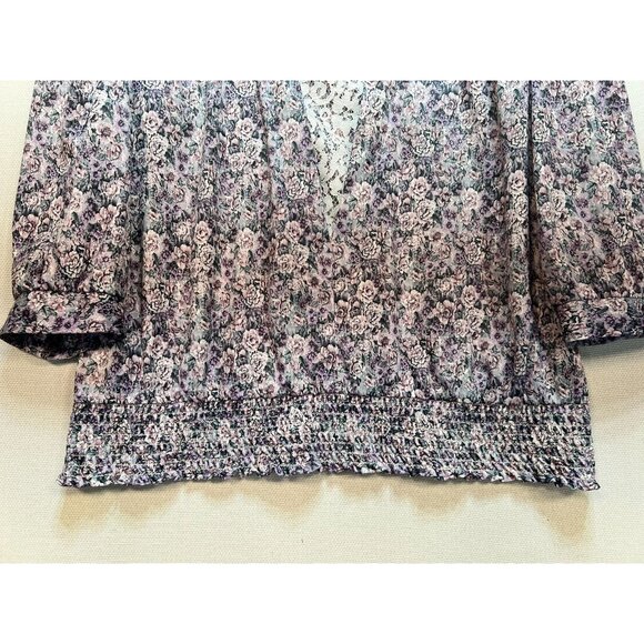 Vintage Jenny Womens Two Piece Blouse Skirt Set Size 20W Purple Floral 80s - Picture 16 of 16